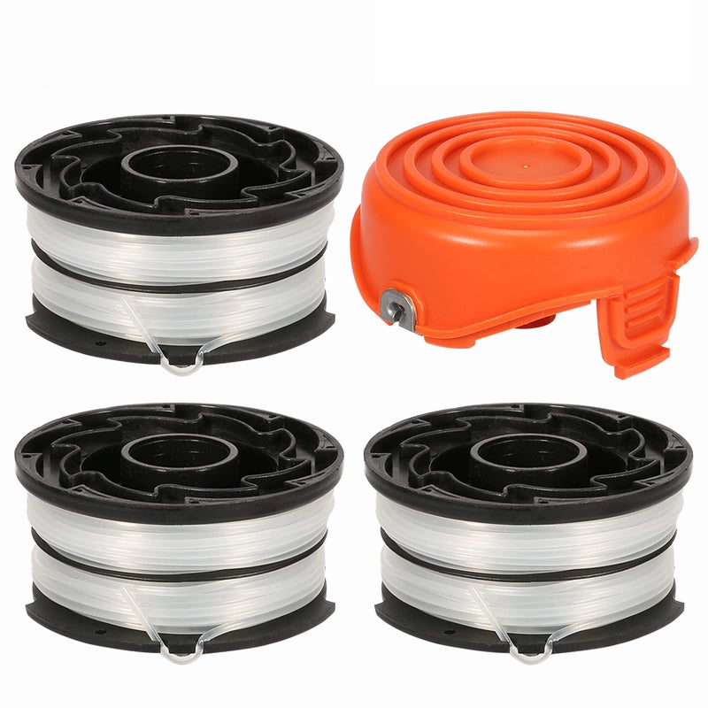 THTEN DF-065 String Trimmer Spools Compatible with Black and Decker GH710 GH700 GH750 RC-065, DF-065-BKP Weed Eater Refills Line 36ft 0.065" Auto-Feed Dual Line Edger+ RC-065-P Spool Cover Cap 3+1 - Image 1